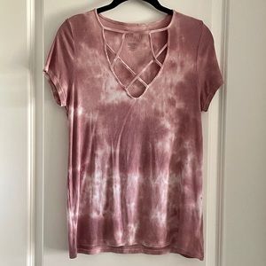 American Eagle pink tie-dye shirt